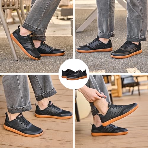 Image of Men's Wide Toe Box Zero Drop Barefoot Shoes | Lightweight Breathable Minimalist Flat Shoes with Non-Slip Sole for Gym, Commute and Daily Walking