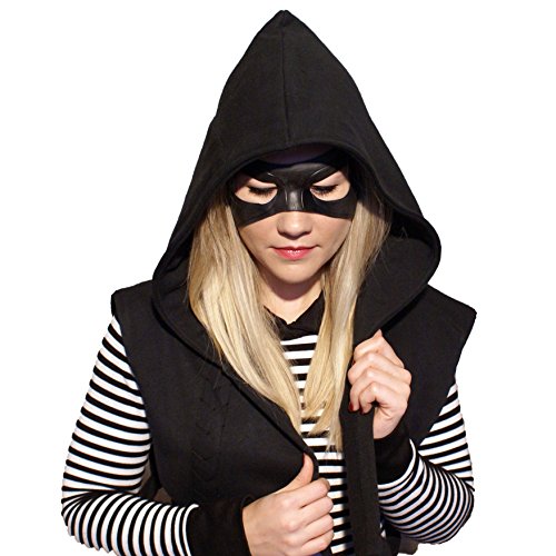 Ensemble de cosplay avec masque et capuche noir pour adulte