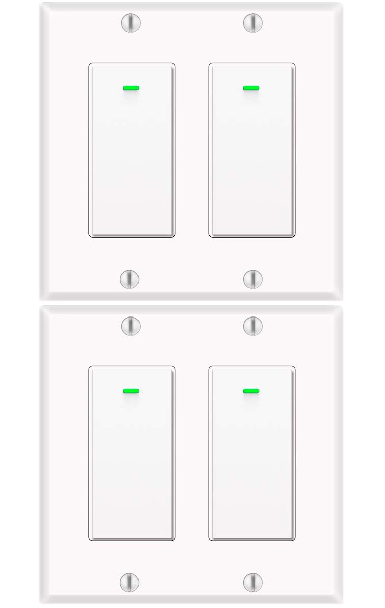 Micmi Smart light switch 2gang, Works with Alexa, Compatible with Google Assistant, No Hub Required, Smart Home WiFi Wireless, Suit for 1/2/3/4 Gang Switch Box, Neutral Wire Required, White 4pack 2 Gang Smart Switch 2pack