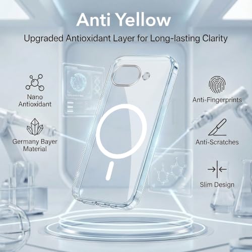 Image of Jkobi Lifetime Anti-Yellow MagSafe Compatible Clear Back Cover Case for Google Pixel 10a (Sleek Hard Crystal | Shockproof and Camera Protection)