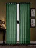 Awad Home Fashion 2 Panels Solid Hunter Green Sheer Voile Window Curtain Treatment Drapes 55' X 84'