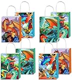12pcs Wings of Fire Party Favor Gift Bags with Handles for Dragon Themed Birthday Party Supplies Decorations