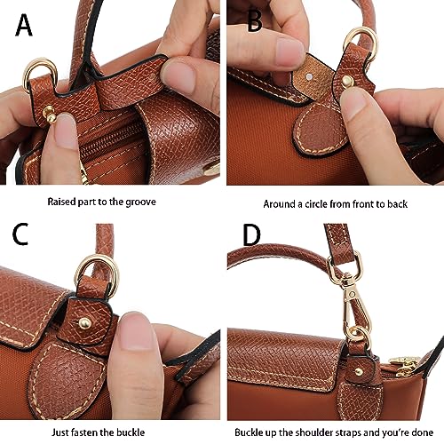 Image of Leather Purse Straps Replacement Shoulder Strap Leather Adjustable Crossbody Strap Suitable for Long champ Handbags