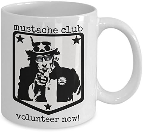 Mustache Club Mug - Funny movember moustache coffee cup - retro awesome novelty gift