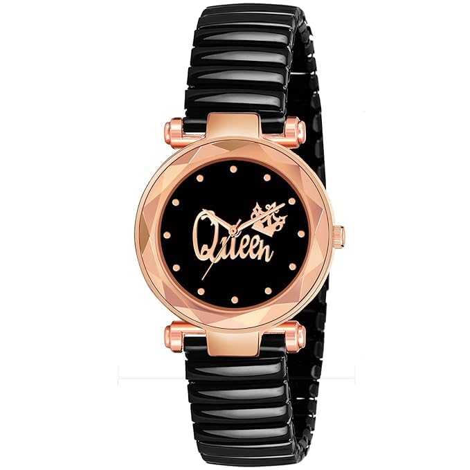 Womans Black Cut Glass Dial Elastic Bend Analouge Watch for Girls (Black-02) (B0D1RFBV31) Amazon Price History, Amazon Price Tracker