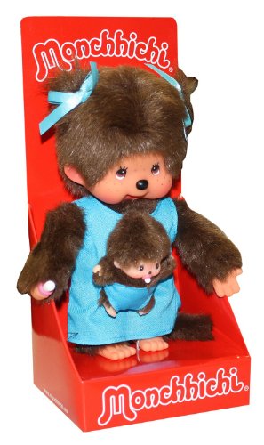 Preisvergleich Produktbild Sekiguchi 236190 - Monchhichi Mutter mit Baby in blau Kleidchen