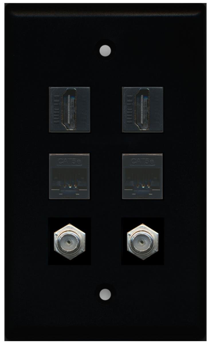 Cat5e Network Jack RiteAV 1 Gang 4 Port Cat5e Ethernet Wall Plate - Gray Network Jack Plate 4 Port Wall Plate