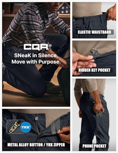 Image of CQR Men's Flex Stretch Tactical Pants, Water Resistant Ripstop Cargo Pants, Lightweight EDC Outdoor Work Hiking Pants