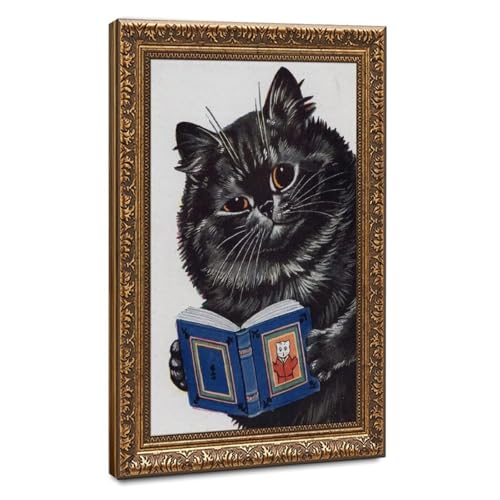 Toile chat victorien Louis Wain pour sublimer un mur blanc sans âme