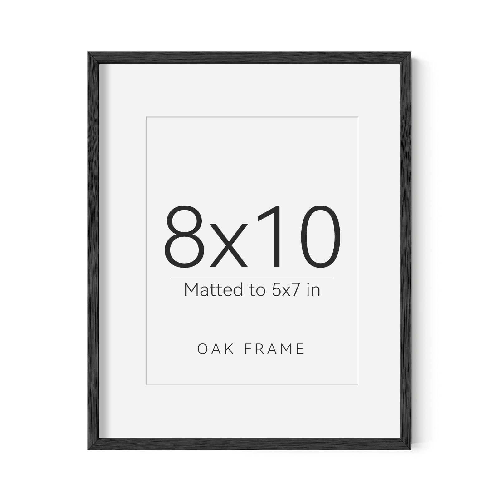 8X10 Oak Wood Picture Frame Black Poster Frame for 5x7 Picture with Mat or 8x10 without Mat Natural Solid Wooden Picture Frames for Wall Art Photo and Prints