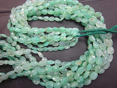 Chrysoprase perles ovales facettées 5-7mm de calibrage régulier pour éviter les blocages de fil