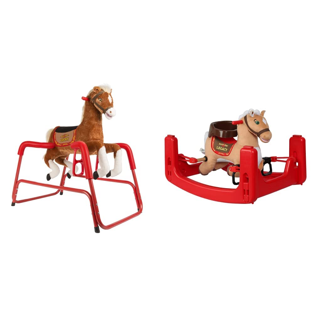 Rockin' Rider Lucky Talking Plush Spring Horse,Brown,40.00 x 24.00 x 38