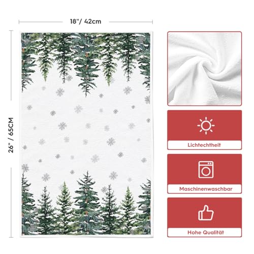 Artoid Mode Aquarell Rentier Bäume Schneeflocken Weihnachten Küchentücher Geschirrtücher, 42x65 cm Winter Christmas Deko Polyester Handtücher 2er Set