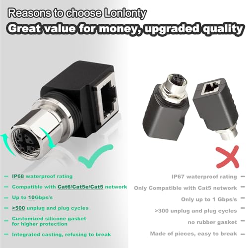 Adaptador RJ45 a M12 X Coded 8 Pin Rotable miniatura 6
