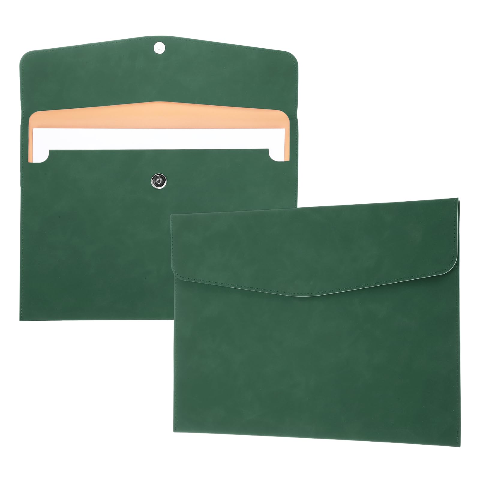 PATIKIL 2Pcs PU Leather File Folders, 13x9 A4 Document Holder Waterproof Envelope Folder with Snap Closure, Portable Portfolio Organizer Case for Paper Receipt, Green