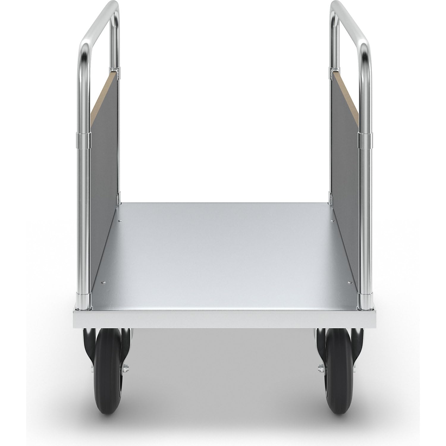 Carrello da trasporto, elettrolitico zincato, pavimento in MDF industriale | stabile parete frontale piattaforma carrello con maniglia