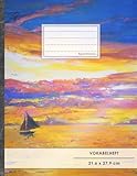 VOKABELHEFT DIN A4 • 50+ Seiten, Soft Cover, Register, 2 Spalten, Erfolgs-Tacker, Ocean Art • Original #GoodMemos Schulheft • Sprachen und Vokabeln leicht lernen, Lineatur 53