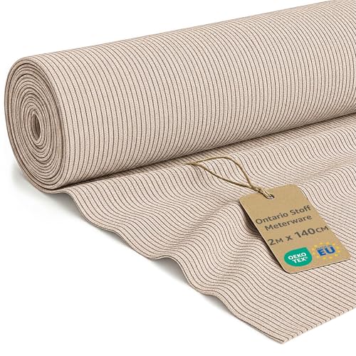 Velours côtelé au metre ameublement 2 m x 140 cm Tissus Revêtement pour Canapé Fauteuil Chaise Housse et Coussin Décoration Tapissier Résistant Beige