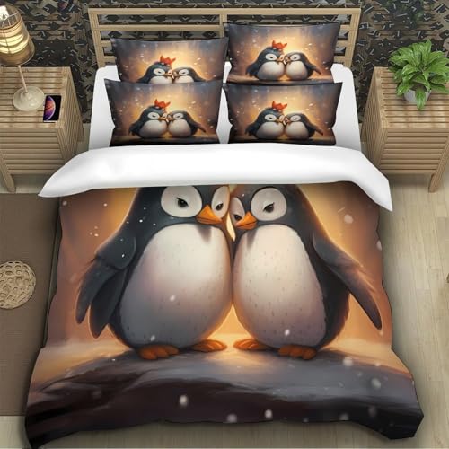 Parure de lit pingouin 140x200 housse de couette enfant microfibre - 5
