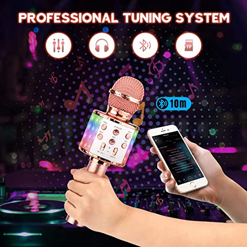 Image of ShinePick Wireless Karaoke Microphone, Portable Bluetooth Karaoke Microphone with LED Light for Kids /Adults Singing (Q78)