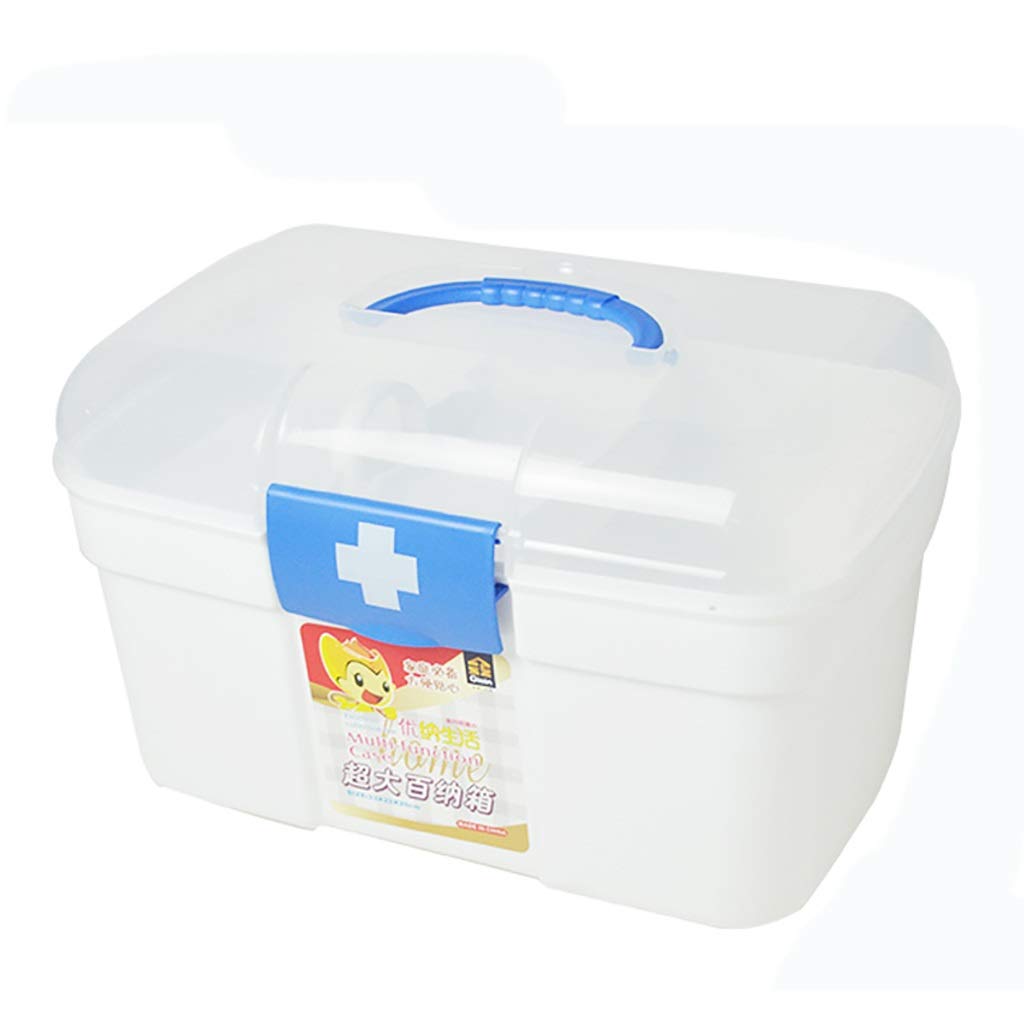 ZSH Aptekarskie pudełko, 2 warstwy, wielofunkcyjne, przenośne, apteczne, aptekarskie pudełko pierwszej pomocy, do domowego biura, 2 kolory, S, M, L (kolor: B, rozmiar: L)