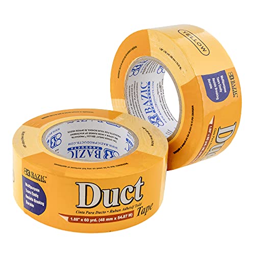 Image of BAZIC PRODUCTS Yellow Duct Tape, 1.88 in x 60 Yd | aggressive adhesive that tears by hand for repairs