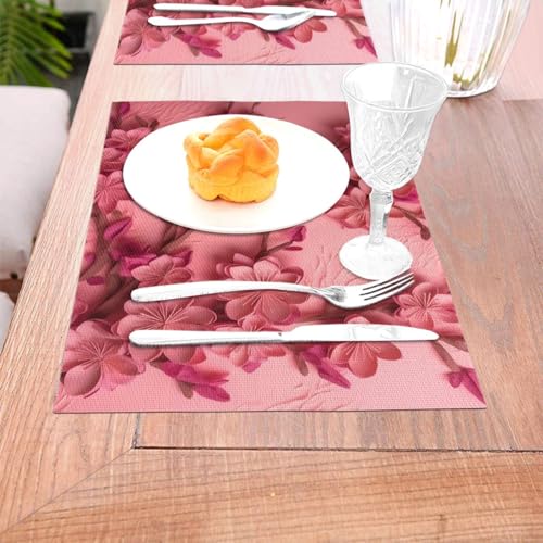 Sets de table tissés résistants à la chaleur Sakura pour table de cuisine et dîners