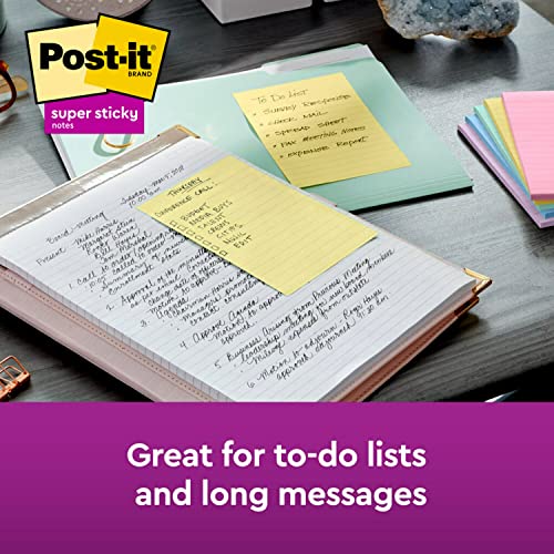 Post-it Super Sticky Lined Notes, 3 Sticky Note Pads, 4 x 6 in., School Supplies, Office Products, Sticky Notes for Vertical Surfaces, Monitors, Walls and Windows, Canary Yellow image 7