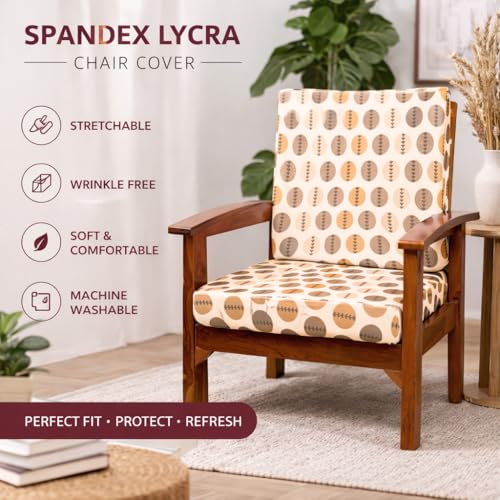 Image of STITCHNEST 'Contour Fit Series' Stretchable Printed Wooden Sofa Cover (Pack of 4) - Elastic Wooden Chair Cover | Wooden Sofa Seat Cover | Size - 20-21 x 20-21 x 3-5 in
