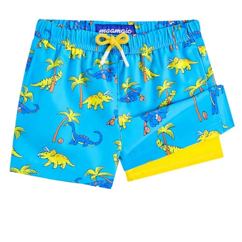 Image of maamgic Boys Swim Trunks with Compression Liner Quick Dry Swim Shorts Anti-Chafe Boy Bathing Suit