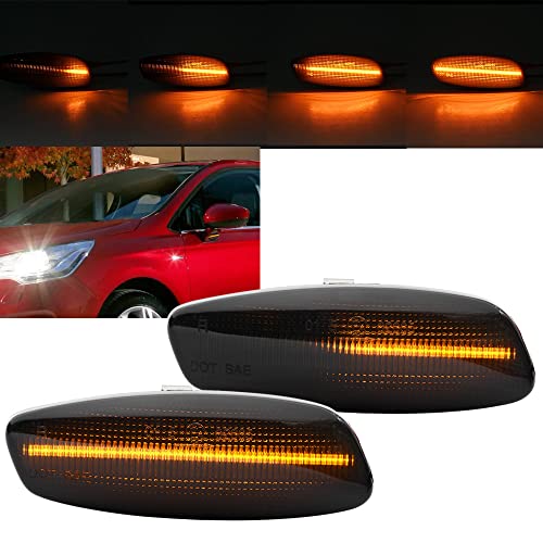 Nslumo Clignotant LED pour Citroen C3 C4 Picasso C5 DS3 Cabrio DS4 pour Peugeot 207/207+ 308 408 3008 5008 RCZ Rétroviseur Clignotant Répéteur Lumière