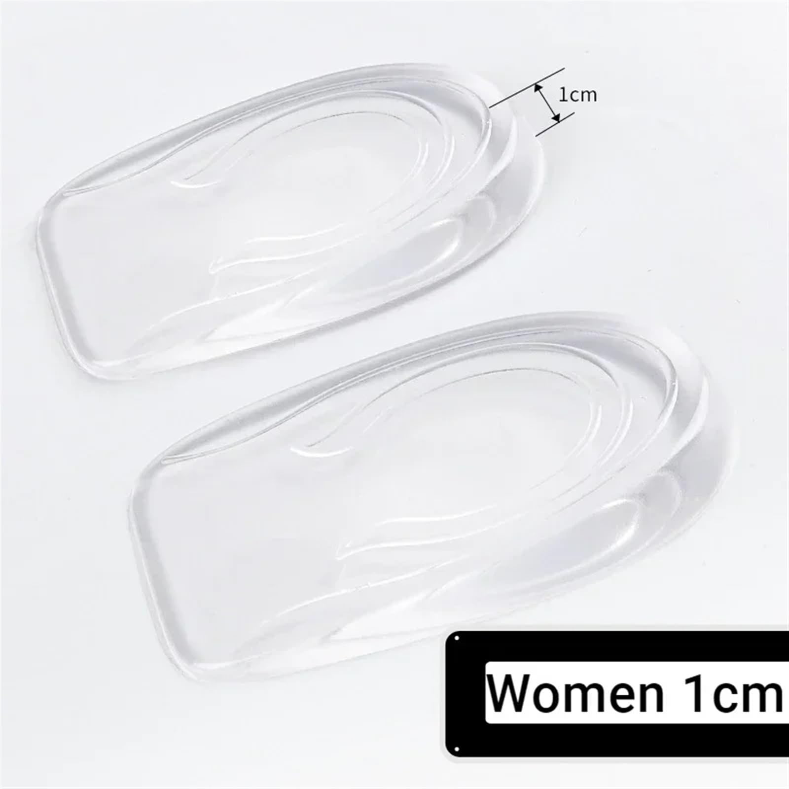 Solette per aumentare l'altezza 6 Pz/3 Paia 1-3 CM Invisibile Aumento Di Altezza Solette Inserti Sollevamento Del Tallone Silicone Trasparente(Women1cm)