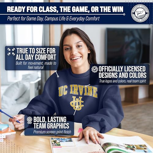 Image of NCAA College Sweatshirt Fleece Crewneck Pullover for Men and Women | Officially licensed NCAA college gameday crewneck pullover - 9 oz fleece lined sweatshirt with arch and logo design