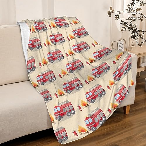 Image of Fire Truck Fireman Blanket Gifts Super Soft Fleece Throw Blankets Cozy Flannel Air Conditioning Blanket Blanket for Couch Bed 50x40 in for Kid