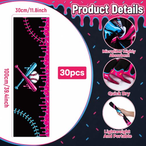 Image of 30Pcs Ice Cream Drip Baseball Cooling Towels for Neck and Face 40 x 12 Inch Sports Baseball Team Gifts Ice Towel for Gym Sweat Microfiber Breathable Chilly Bulk Neck Wraps for Athletes Coach Outdoor