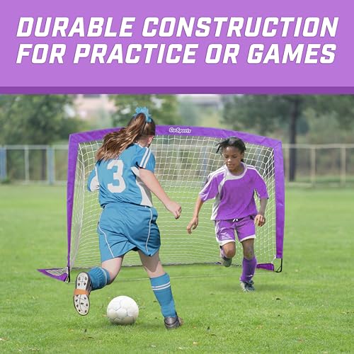 Image of GoSports Portable Soccer Goals for Kids - 13 Color Options - Choose 4 x 3 ft or 6 x 4 ft - Team Tone Pop Up Nets for Backyard