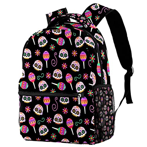 Sac à dos Jour des morts avec porte-bouteille pratique pour le voyage des jeunes