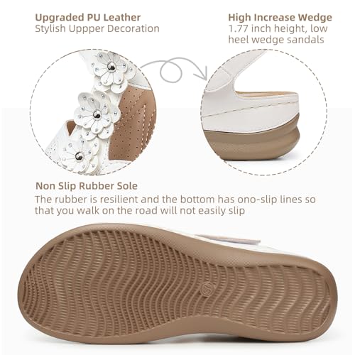 Image of SHIBEVER Dressy Wedge Women Sandals: Comfortable Arch Support Summer Sandal | Dress Orthopedic Ankle Back Strap Casual Open Toe Womens Sandals - All-Day Comfort Walking Memory Foam Flat Sandal Shoes
