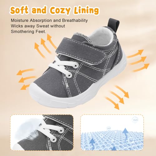 Barerun Strap-Closure Machine-Washable Child Sneaker Shoe With Wide Toe Box And Slip-Resistant Non-Marking Outsole For Toddlers And Little Kids Ages 1-8 Grey Toddler Size 7 thumb #1