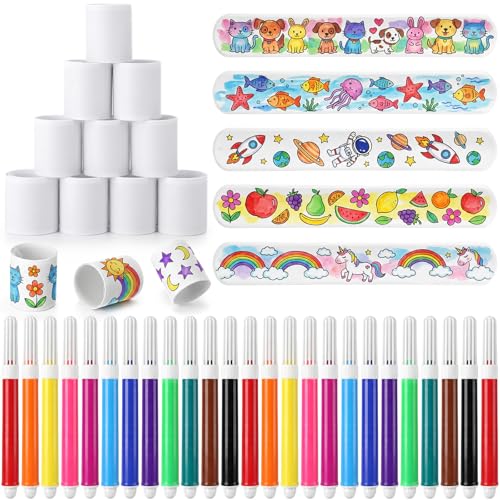 Kit de peinture de bracelets blancs Vinsot avec pinceaux pour projets DIY
