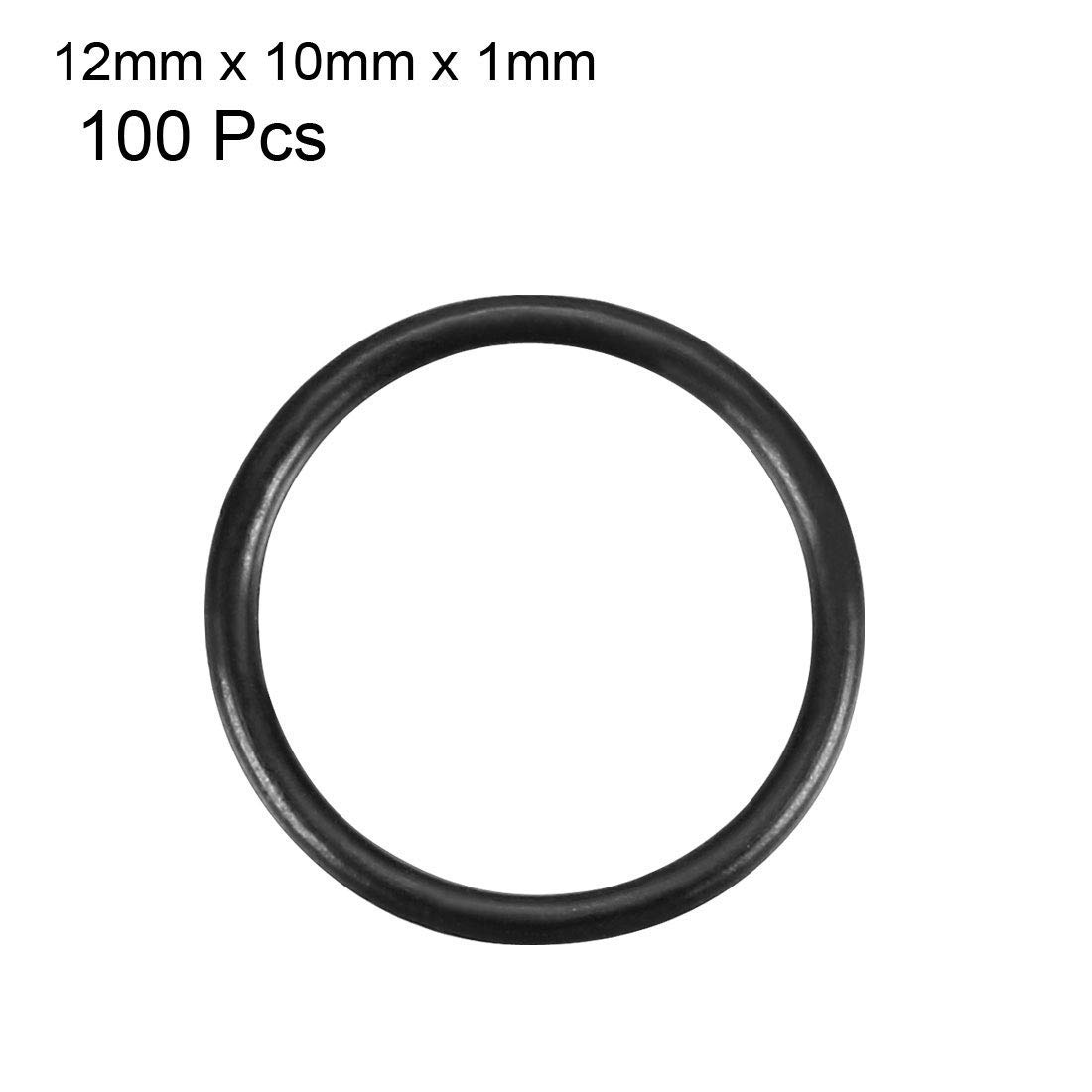 Joint métrique, Joints toriques en caoutchouc nitrile, joint d'étanchéité, diamètre extérieur 12 mm, diamètre intérieur 10 mm, largeur 1 mm, paquet de 100