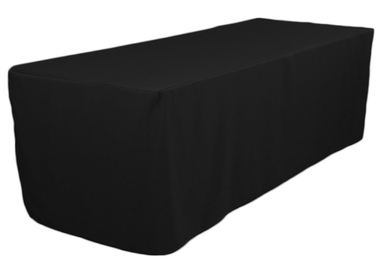 TEKTRUM 8-Feet Long Fitted Table DJ Jacket Cover for Trade Show - Thick/Heavy Duty/Durable Fabric - Black Color (TD-JKT-BLK-8FT)