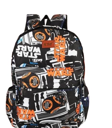 Graphic Print Backpack, Black and Orange, Unisex-image-43