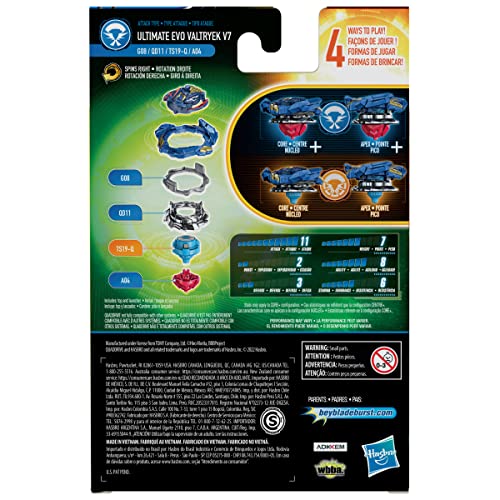 Image of Beyblade Burst Quaddrive Ultimate Evo Valtryek V7 - Spinning Top Starter Pack Toy, Battling Game Top Toy with Launcher for Kids Ages 8+, Original by Hasbro