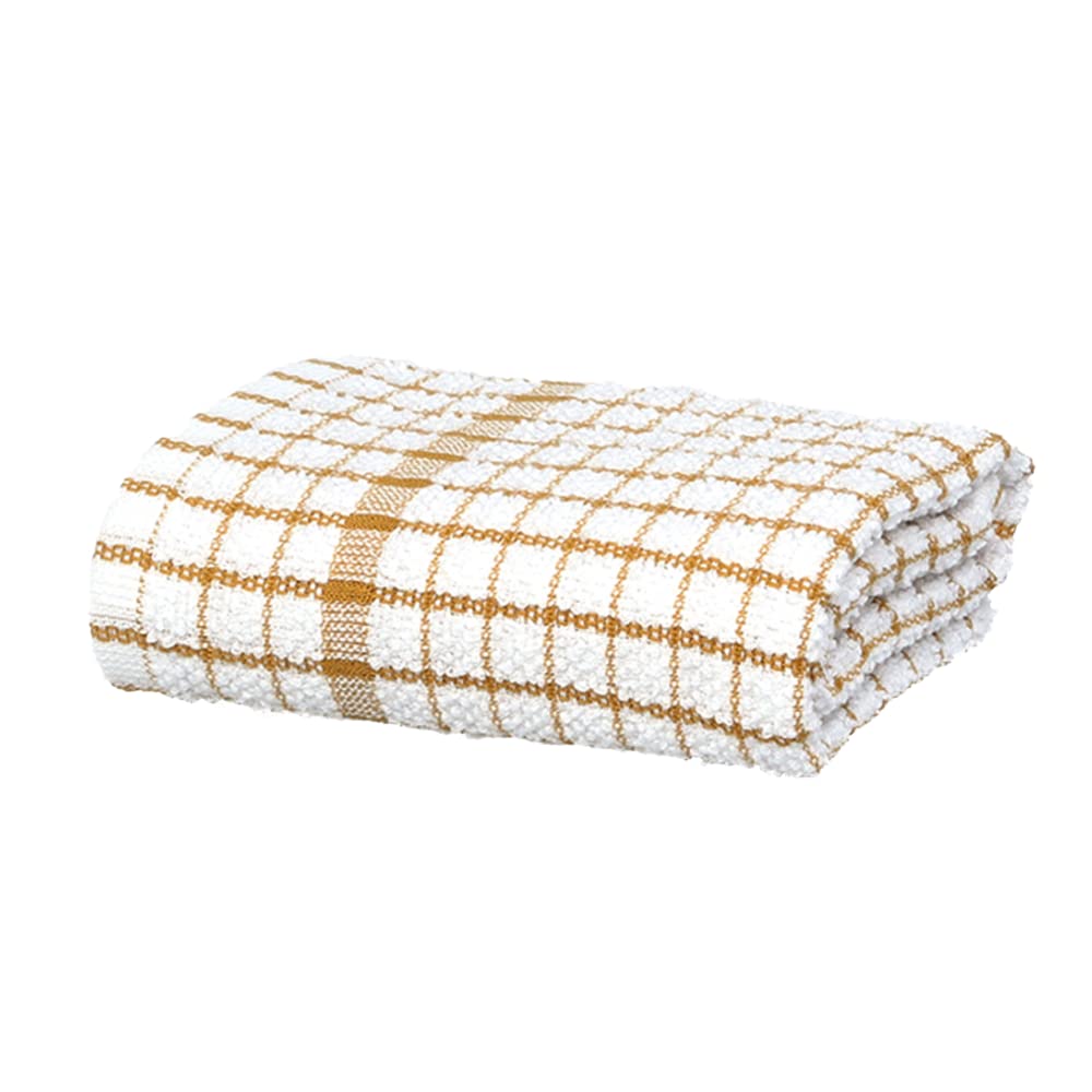 Fab-On Uk Golden Terry Tea Towels 100% Egyptian Cotton Flour Sack Waffle Weave Wonder Dry Super Soft And Absorbent Kitchen Cloths, Dish Cleaning Sand Bar Towel - 65X45 Cm