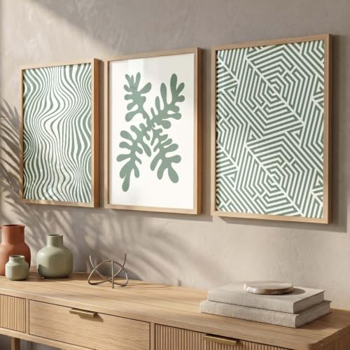 Image of HOTHOUSE Modern Art Home Decoration Pattern Paintings With Frame For Living Room Bed Room Hotel Wall Decor Digital Reprint Set of 3 (10X13 inch)