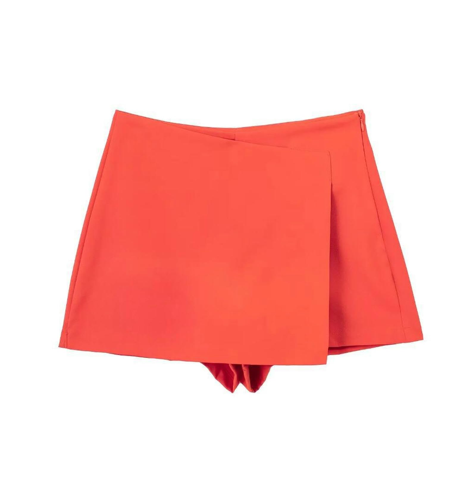 Jupe-short asymétrique orange taille haute pour femmes - Collection de printemps en taille S