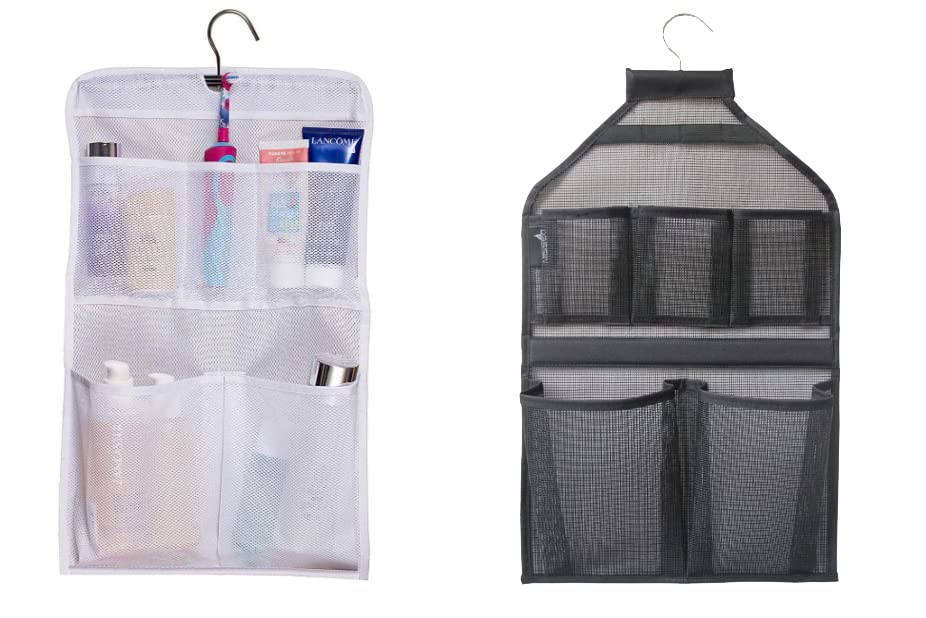 MISSLO Shower Caddy Organizer 5 Pockets Mesh Hanging Shower Caddy with Rotatable Hanger Black