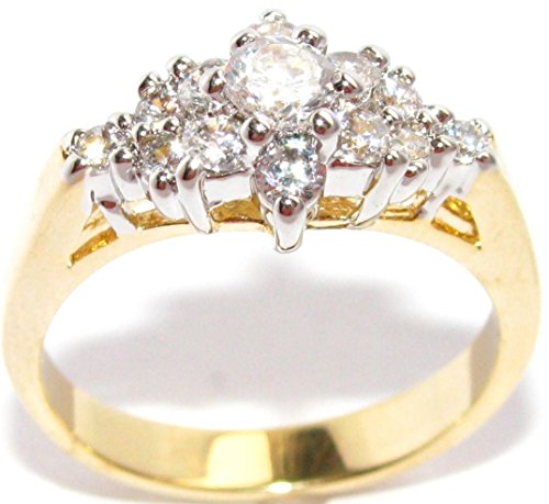 Ah! Jewellery Gorgeous And Glamorous! 0.40ct Two Tone Lab Created Diamonds Ring. 3.75mm Centre Stone. 3.5gr Total Weight. Fantastic Quality.