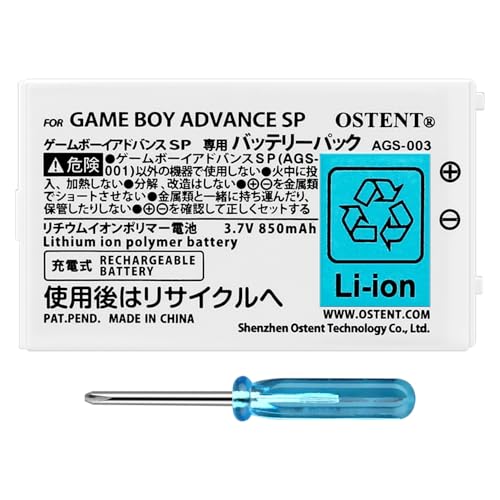 OSTENT 850 mAh Batterie Rechargeable Lithium-ION Li-ION Polymère avec Kit d'outils pour Nintendo Gameboy Advance SP GBA SP